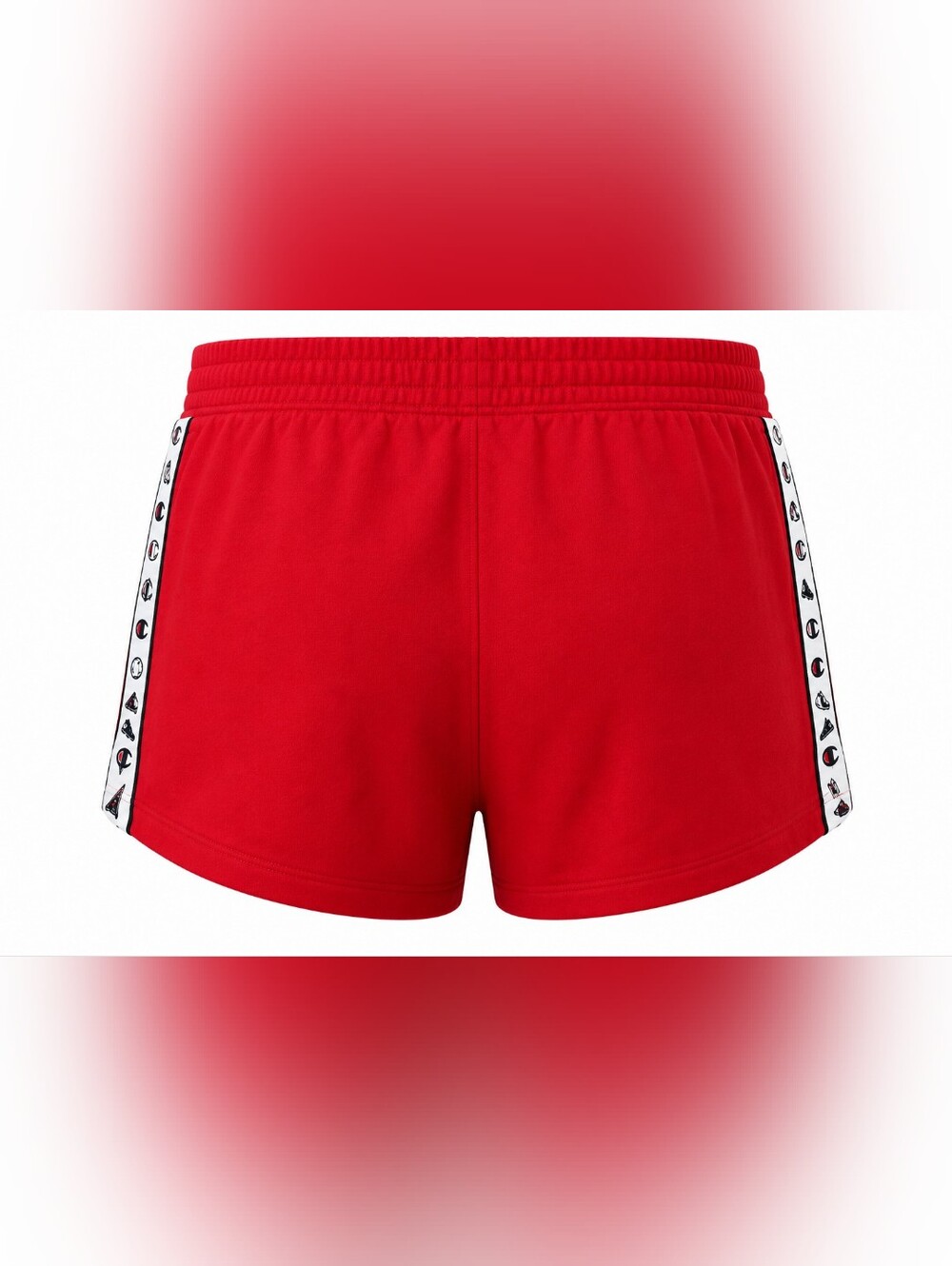 Champion Women’s Large Red Athletic Shorts Side Tape Logo French Terry NWT - Picture 3 of 8